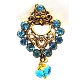 Gold Oxidized Earring Jhumka Jhumki Push Back - Drop Dangle I Turquoise Stone